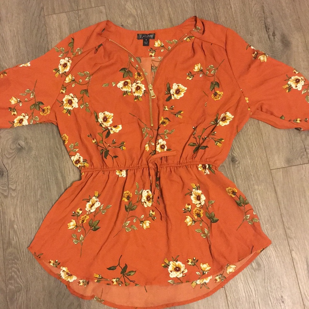 Dark Orange Floral Shirt